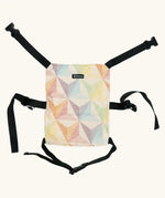 Didymos toy cotton carrier in the zephyr design laid flat showing buckles unfastened 