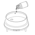 Infographic showing how to add essential oil to the diffuser water reservoir. 