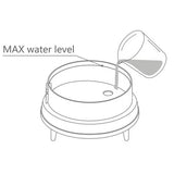 Infographic showing how to add water to the diffuser base.