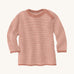 Disana organic merino wool melange jumper in a light pink colour on a cream background.