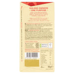 Back of Divine Fairtrade White Chocolate Bar with Strawberries 90g in packaging pictured on a plain white background