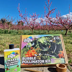 The bubble pollinator kit and it's contents pictured outdoors