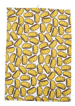Cotton and linen blend kitchen tea towel with delicious open cheese sandwich print from DUNS
