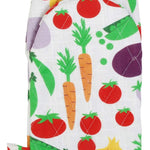 Cotton and linen blend oven glove with colourful vegetables print from DUNS