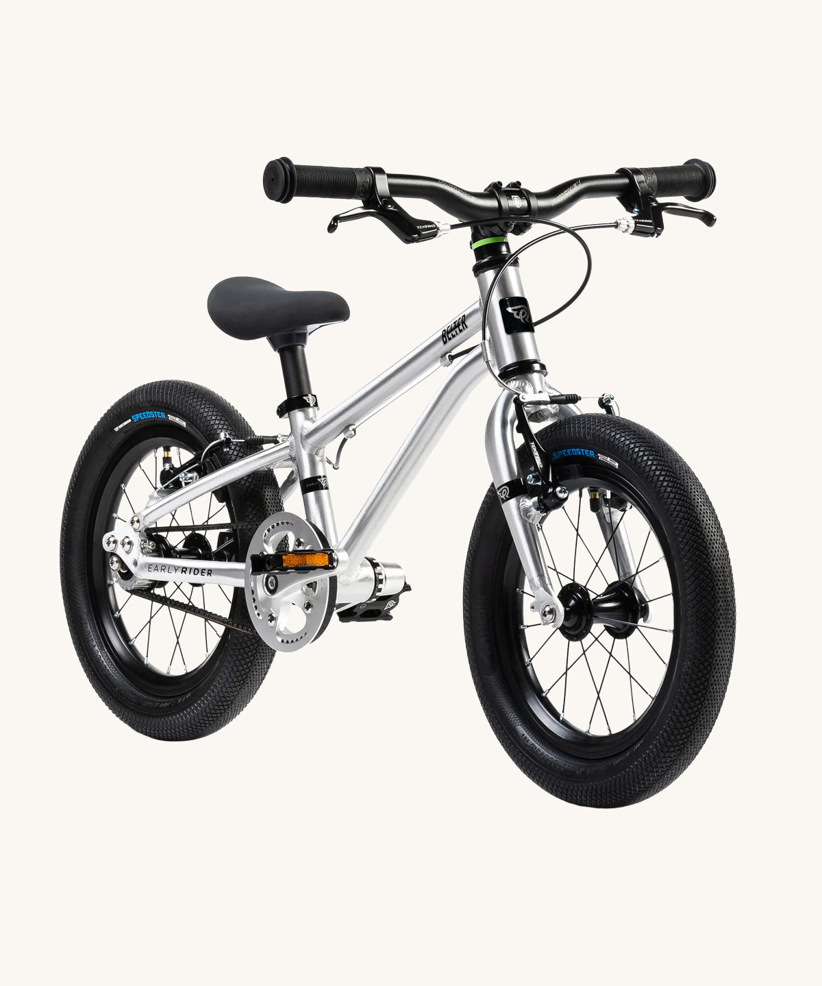 The Early Rider Belter 14" Kids Pedal Bike for 3-5 Years in brushed aluminium. Babipur are official stockists of Early Rider. 