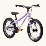 Early Rider belter 16 inch kids bicycle in violet haze with a brushed aluminium bottom half. Features a belt drive chain and chunky wheels