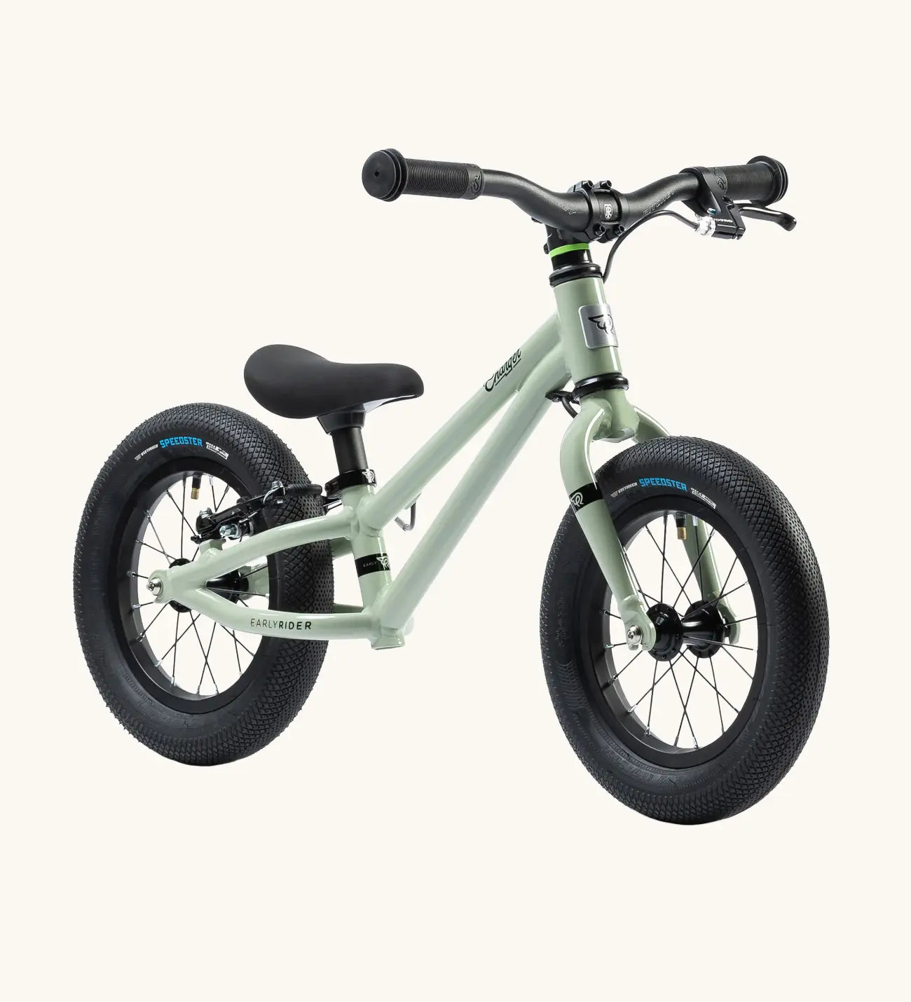 Early Rider charger balance bike with brakes in sage green.