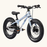 Early Rider kids Seeker 14 inch mountain bike in arctic blue with a brushed aluminium bottom half. Features disk brakes and chunky wheels
