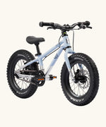 Early Rider kids Seeker 14 inch mountain bike in arctic blue with a brushed aluminium bottom half. Features disk brakes and chunky wheels