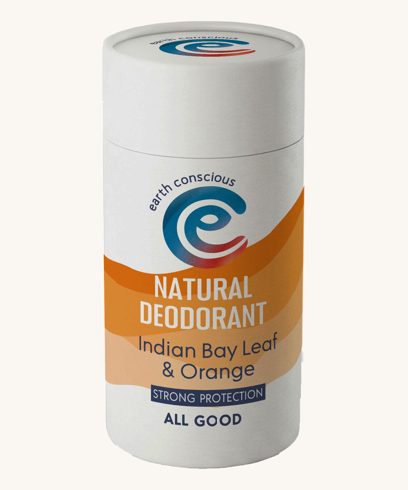 A 90g stick of natural deodorant by Earth Conscious, in an Indian Bay Leaf & Orange scent. 