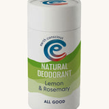 A 90g stick of natural deodorant by Earth Conscious, in a Lemon and Rosemary scent.