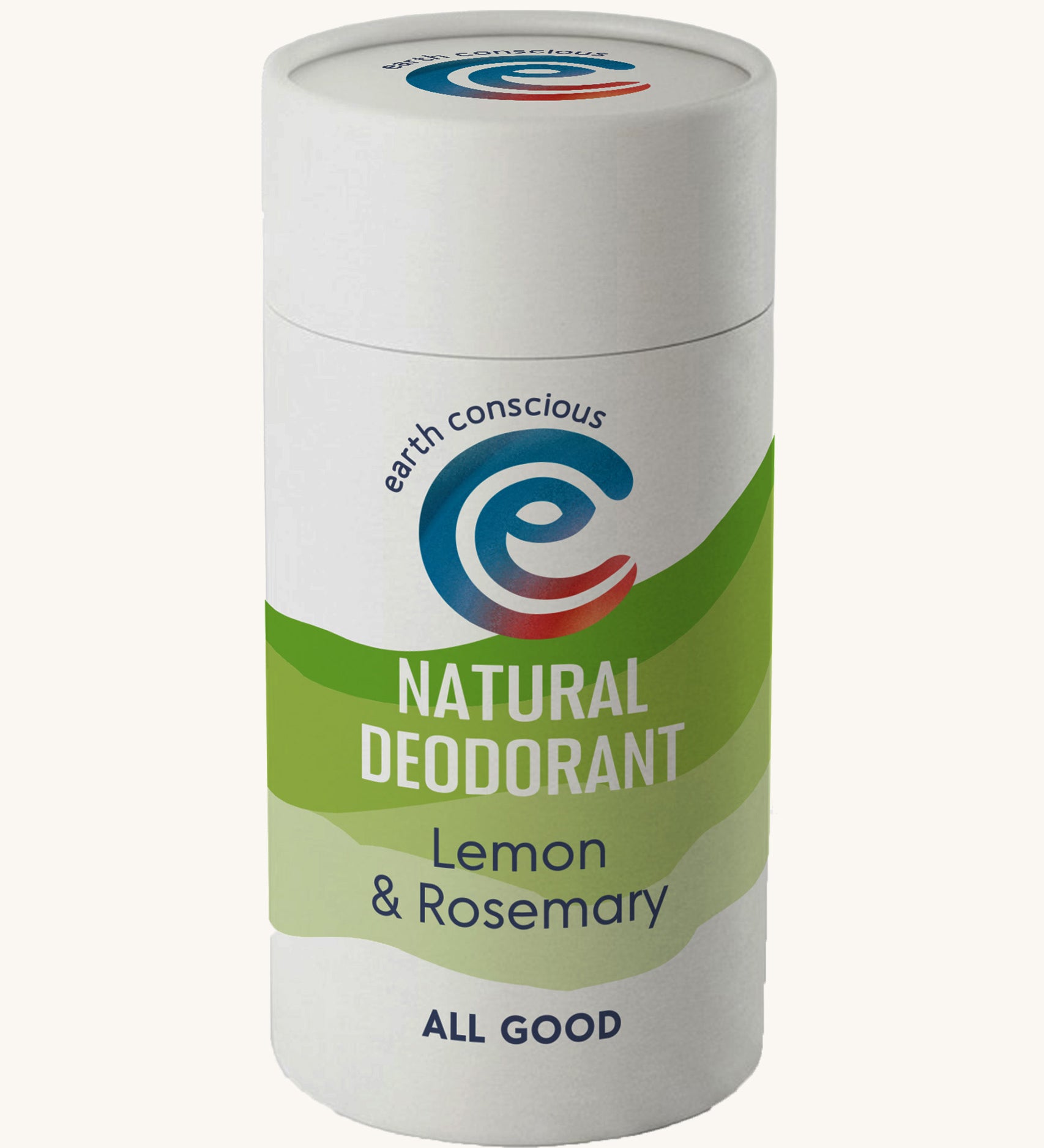A 90g stick of natural deodorant by Earth Conscious, in a Lemon and Rosemary scent.