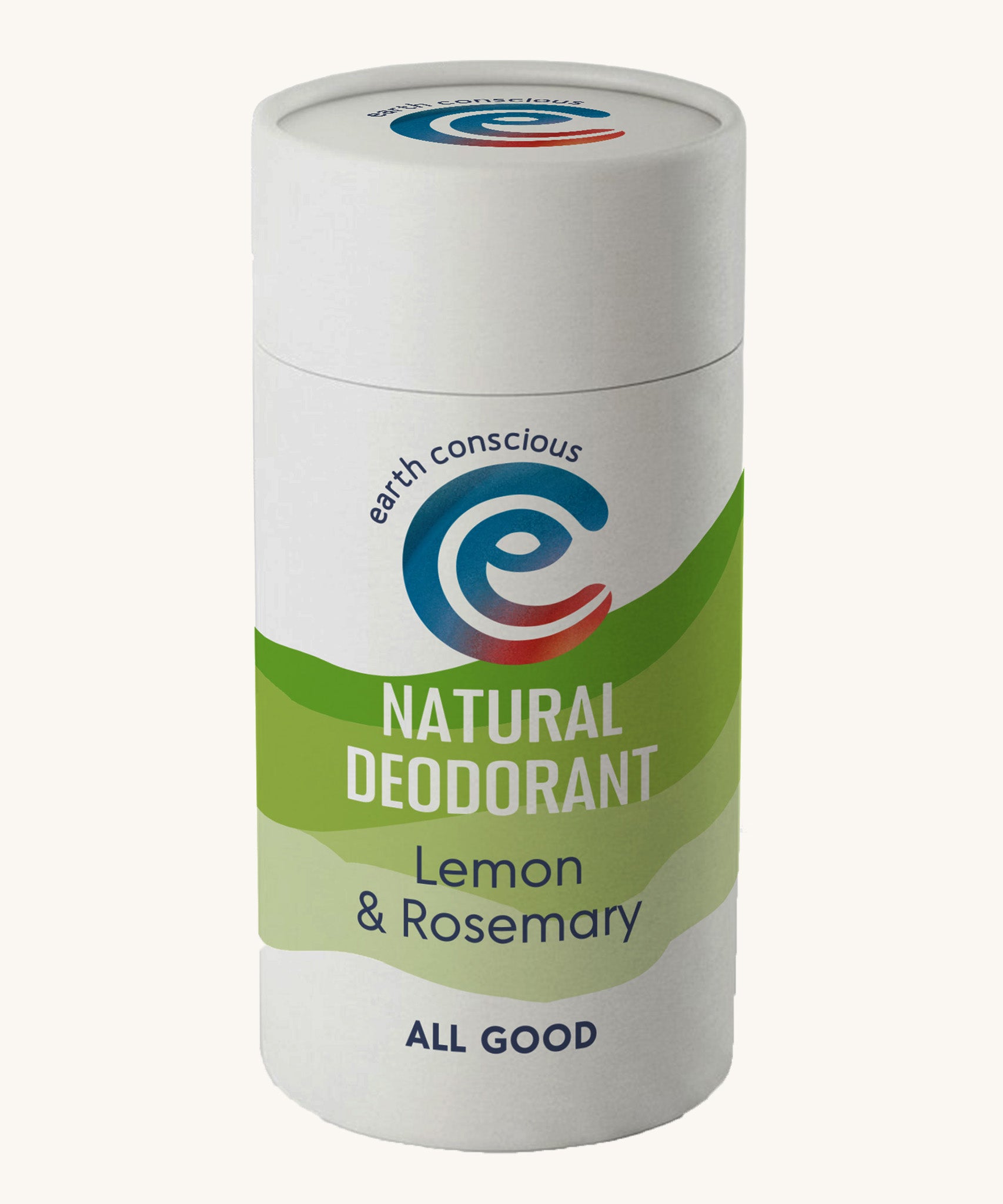 A 90g stick of natural deodorant by Earth Conscious, in a Lemon and Rosemary scent.