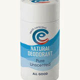 The Earth Conscious Natural Deodorant in a 90g tube, unscented for extra sensitive skin.