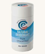 The Earth Conscious Natural Deodorant in a 90g tube, unscented for extra sensitive skin.