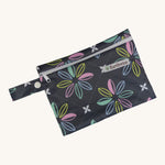 Earthwise Period Pad Purse in charcoal flowers print.