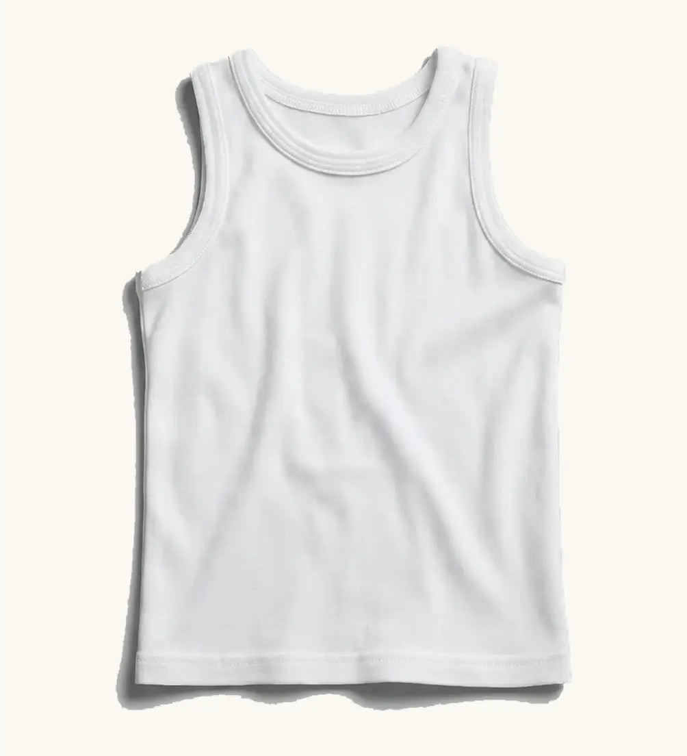 Eco Outfitters organic cotton vest top for kids to wear under school uniforms.