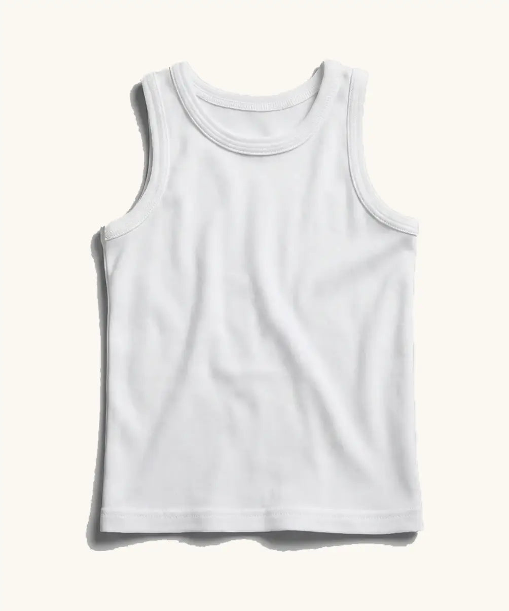 Eco Outfitters organic cotton vest top for kids to wear under school uniforms.