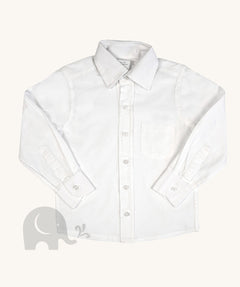 The Eco Outfitters Fair Trade and organic cotton school uniform shirt, with long sleeves, a smart collar, and buttons