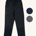 The Eco Outfitters organic and fair trade cotton girls school trousers in black.