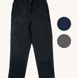 The Eco Outfitters organic and fair trade cotton girls school trousers in black.