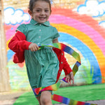 The Eco Outfitters organic and fair trade cotton school summer dress in green gingham.