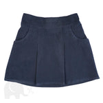 The Eco Outfitters organic cotton school pleated skirt in navy blue.