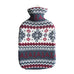Ecoliving Natural Rubber Hot Water Bottle with a Snow Flake print cover pictured on a plain white background