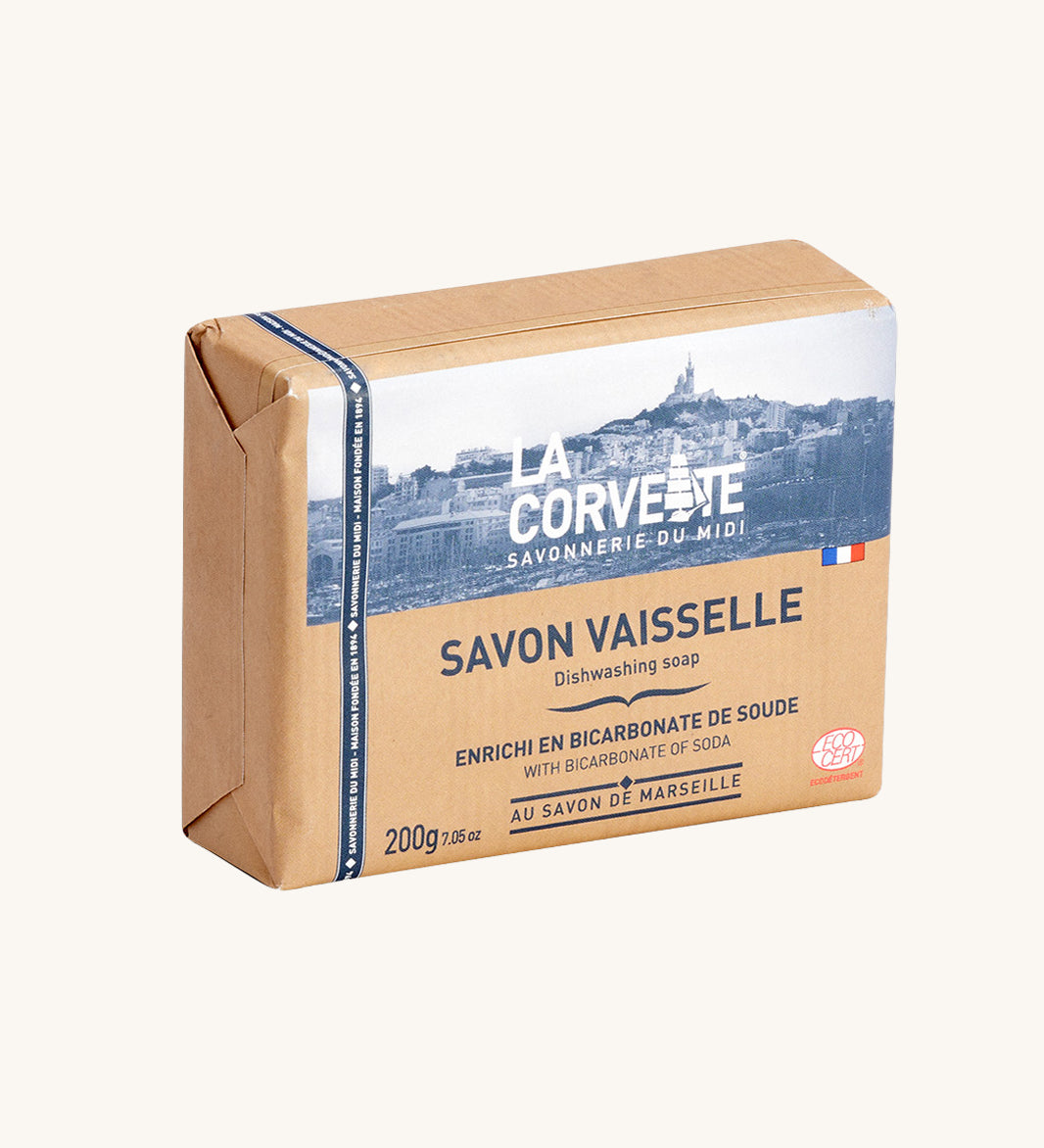 Ecoliving Organic original Marseille Household Soap Bar in it's paper packaging. 