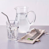 Ecoliving Stainless Steel Bent Drinking Straw and Pouch - 5 Pack