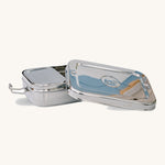 The Elephant Box Jumbo 2-in-1 stainless steel lunch box, with the small box slotted into the larger one. 