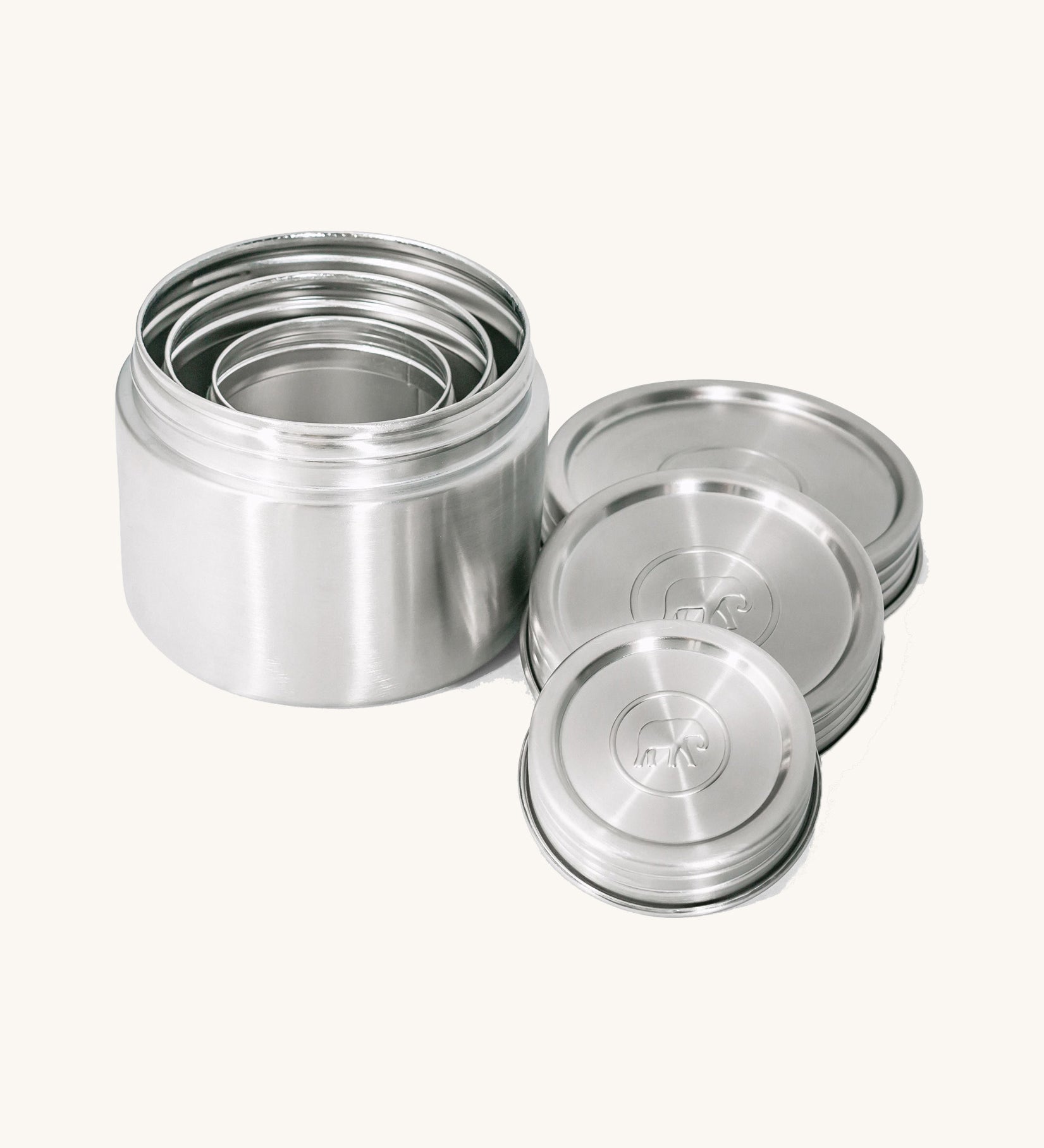 The Elephant ox Twist & Lock cannisters in three different sizes. 
