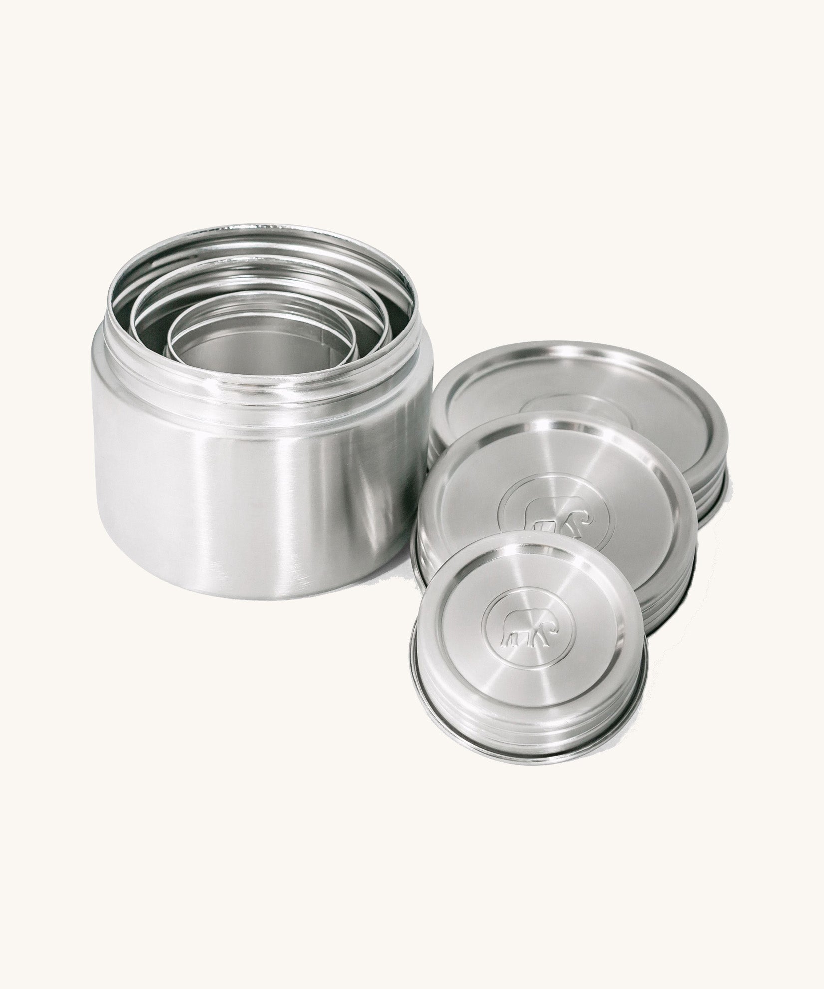 The Elephant ox Twist & Lock cannisters in three different sizes. 