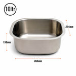Elephant Box Eco-Friendly Stainless Steel Washing Up Bowl on a white back ground stood on a white dish drainer