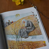 The March illustration featured in the Around The Year children's hardback book by Elsa Beskow. The illustration is of March depicted as an old man. 