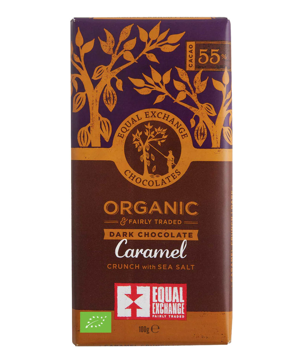 equal exchange salted caramel bar in wrapper