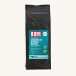 The Equal Exchange organic Grown by Women blend coffee beans, in a 1kg black recyclable packaging bag. 