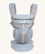 Ergobaby Omni 360 Cool Air Mesh Baby Carrier in a light blue chambray colour with padded shoulder straps for comfort and adjustable neck pillow for the baby