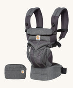 Ergobaby Omni 360 Cool Air Mesh Baby Carrier in a grey classic weave colour with matching front pouch