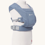 Ergobaby Embrace Soft Knit Newborn Baby Carrier in Oxford Blue. Side view on a mannequin.