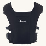 Ergobaby Embrace Soft Knit Newborn Baby Carrier in Pure Black. Front view .