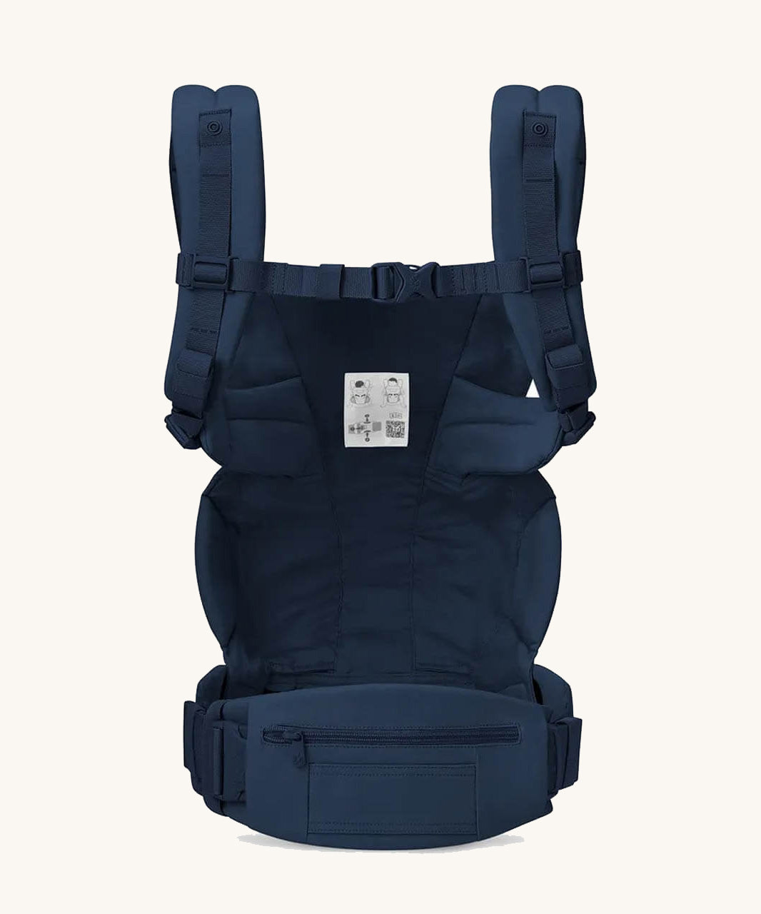 The back of the Ergobaby Omni Deluxe Carrier in Midnight Blue. 