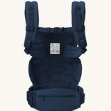 The back of the Ergobaby Omni Deluxe Carrier in Midnight Blue. 