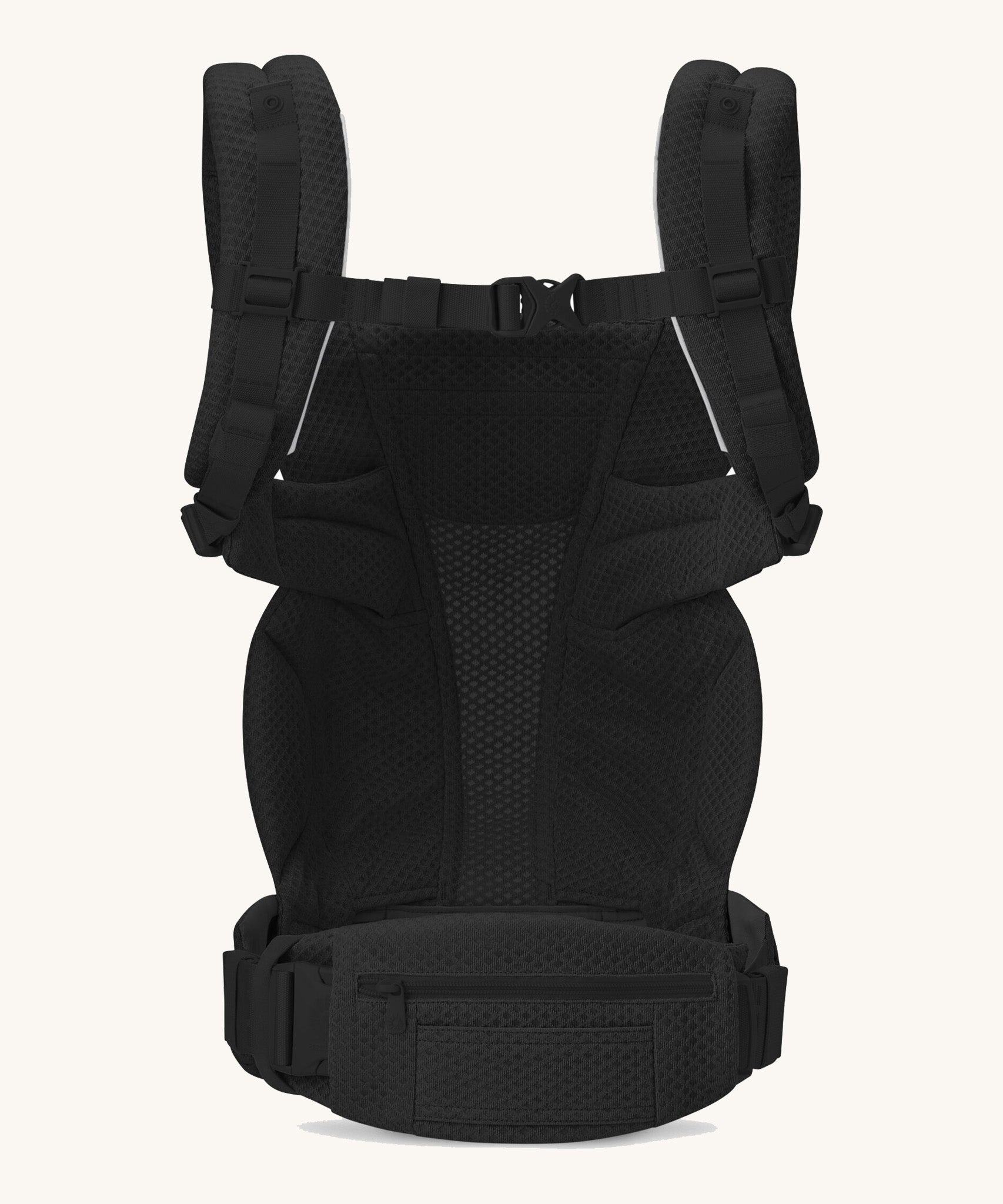The back of the Ergobaby Omni Deluxe Mesh baby carrier in Onyx Black.