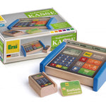 Erzi Wooden Toy Shop Cash Register Till with handheld card swipe and wooden card