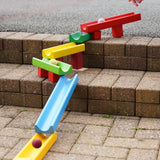 Erzi wooden water and marble run toy set build up on some steps