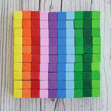 Eri Pixelino magnetic block set showing small multicolored wooden cube blocks in uniform