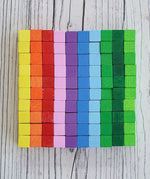 Eri Pixelino magnetic block set showing small multicolored wooden cube blocks in uniform