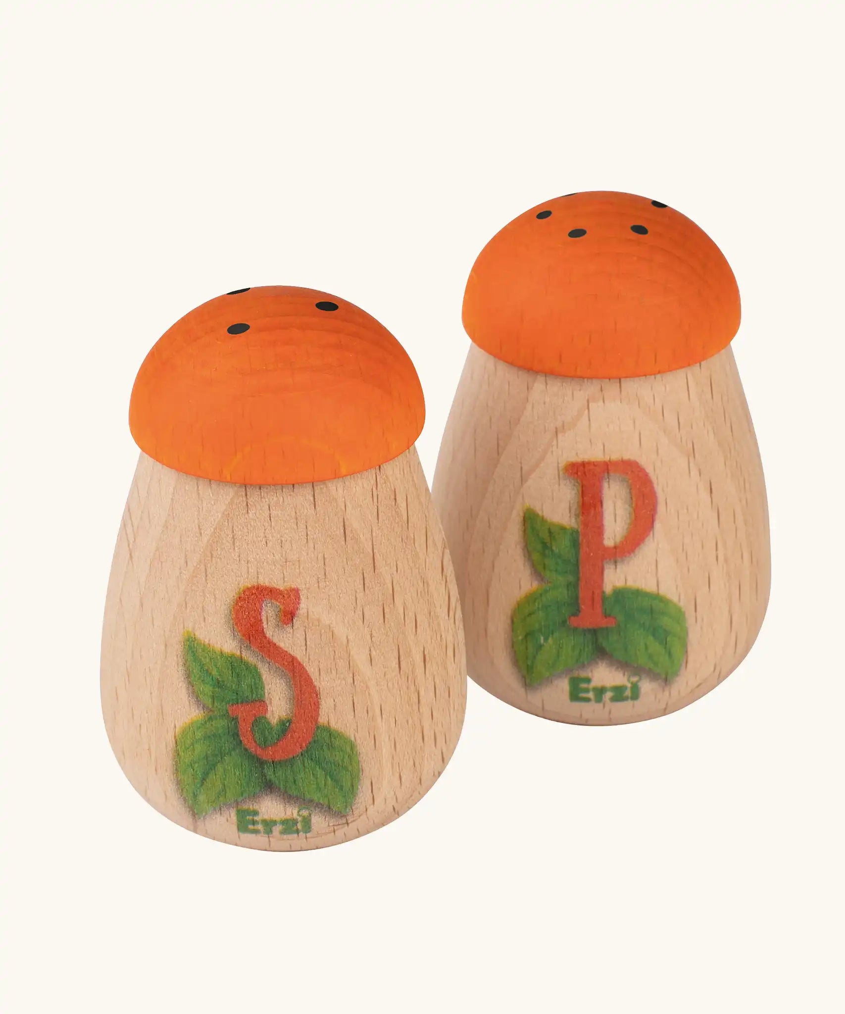 Erzi wooden play food salt and pepper shaker pots.  