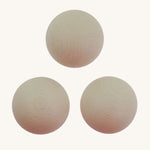 The set of three Erzi 30mm marbles. These white coloured marbles can be   used on an Erzi trackboard, on a ball run or for any other open-ended play.